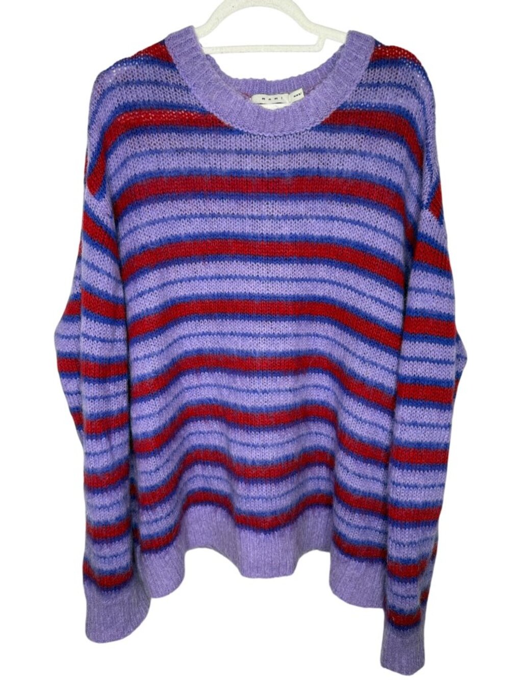MNML XXXL Purple Striped Mohair Wool Blend Oversized Sweater
